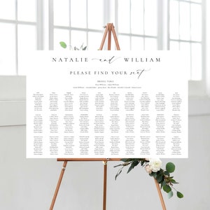 Hochzeit 30 Tisch Sitzplan mit Sitzplan Vorlage für den Brauttisch, Minimale Sitzplan Vorlage, Sitzplan Poster für die Gästeliste, Ellesmere