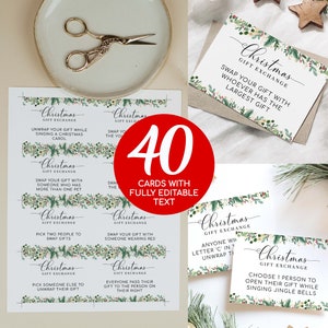 Printable Christmas Gift Exchange Game Cards, Secret Santa Gift Exchange, Office Gift Exchange Game, Group Christmas Game, Merriment