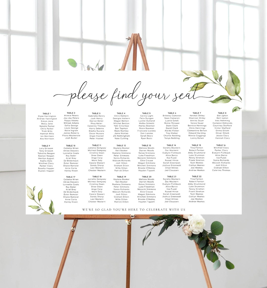 Printable Wedding Seating Chart Wedding Table Plan Editable Seating 