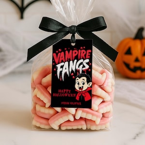 Vampire Fangs Favor Tag, Printable Halloween Favor Tags, Candy Teeth, Trick Or Treat Gift Tag, Classroom Halloween Gift, Candy Teeth Gift,