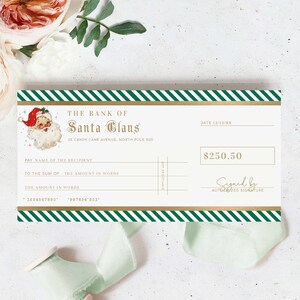 Santa Bank Christmas Cheque, Fake Bank Cheque Gift Voucher, Custom ...