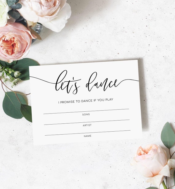 Printable Wedding Song Request Card Let's Dance DJ Etsy