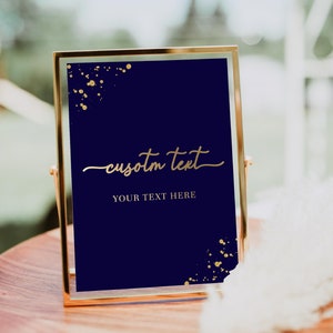 Editable Custom Text Sign - Navy Gold Printable Unisex Birthday Sign - Male Party Custom Text Sign - Gold Glitter - Paintly