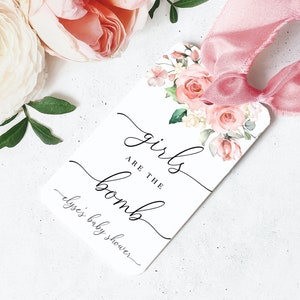 Blush Floral Baby Shower Favor Tag druckbare Vorlage (digitaler Download) Darcy