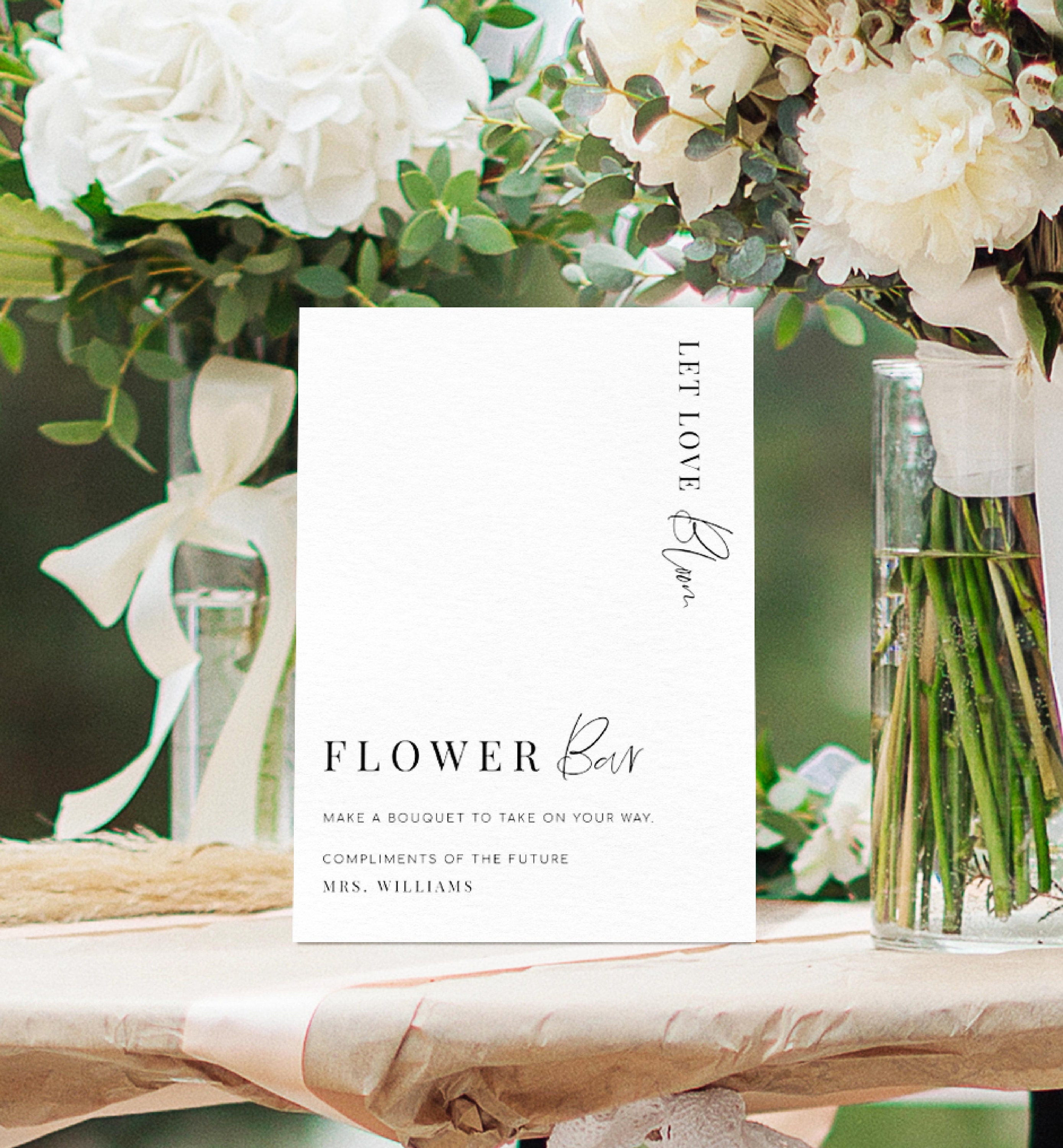 Editable Flower Bar Sign Printable Minimalist Bridal Shower - Etsy ...
