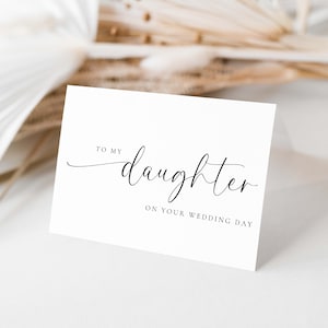 Modèle de carte de mariage à ma fille le jour de votre mariage, carte de mariage minimaliste moderne, carte de mariage de parents à fille, Bridie