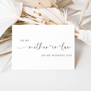 Para mi suegra en el día de mi boda: plantilla de tarjeta imprimible, tarjeta de boda minimalista moderna, tarjeta de boda para suegros, Bridie