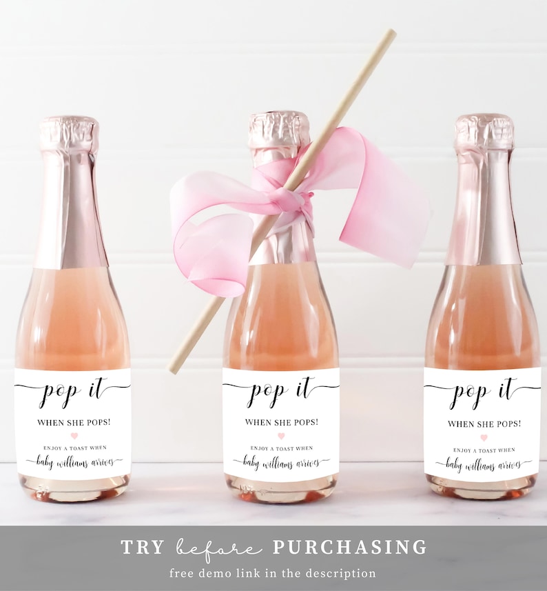 Pop It When She Pops Tag Template Printable Baby Shower Mini - Etsy