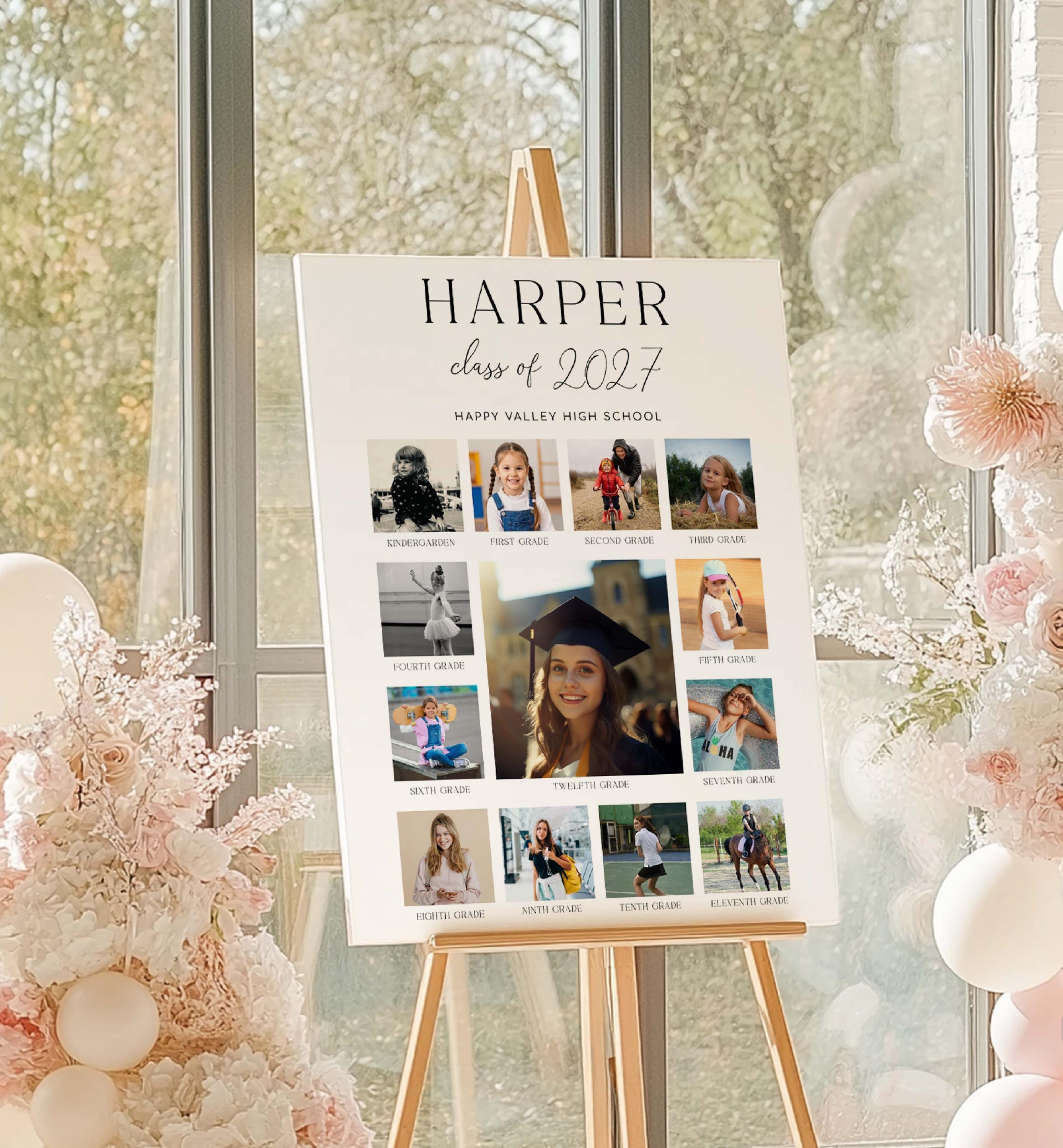 K-12 Graduation Photo Collage Template, Editable Grad Sign (digital ...