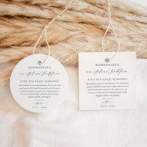 An Italian Tradition Favor Tag, Printable Five Sugared Almonds Tag, Minimalist Bomboniera ...