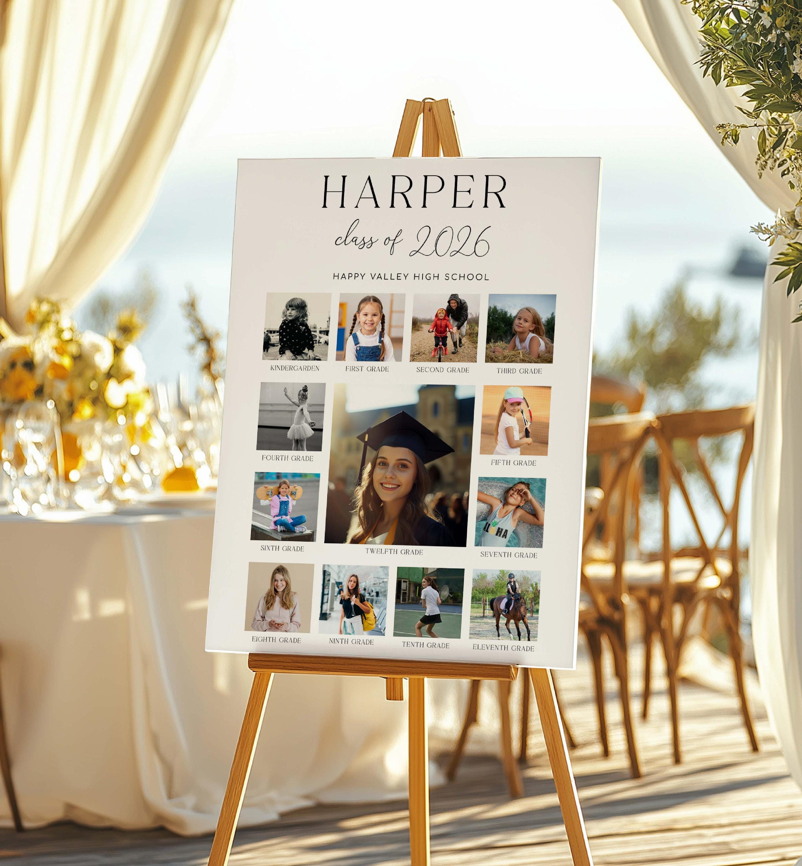 K-12 Graduation Photo Collage Template, Editable Grad Sign (digital ...