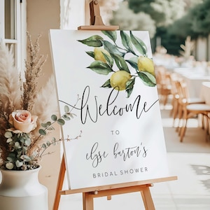 Lemon Bridal Shower Welcome Sign, Printable Wedding Welcome Sign, Greenery Welcome Sign, Baby Shower Welcome Sign, Tuscan Lemons