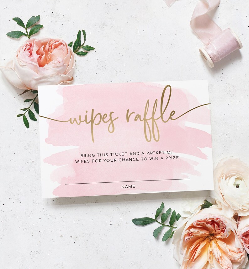wipes raffle ticket and sign bundle gold foil baby shower etsy