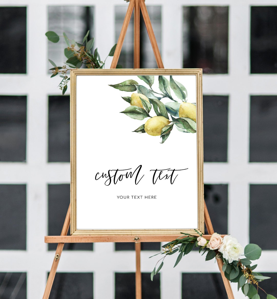 Italian Lemon Bar Sign – Printable Custom Text Wedding Decor (digital ...