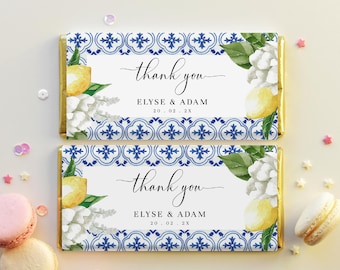 Mediterranean Lemon Wedding Chocolate Wrappers (Printable Template), The Med
