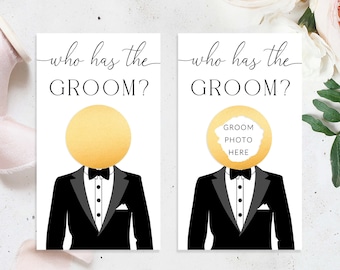 Printable Celebrity Who Has The Groom Bridal Shower Game, Scratch-off Find The Groom Game, Minimalist Bridal Shower, Couples Shower, Quinn