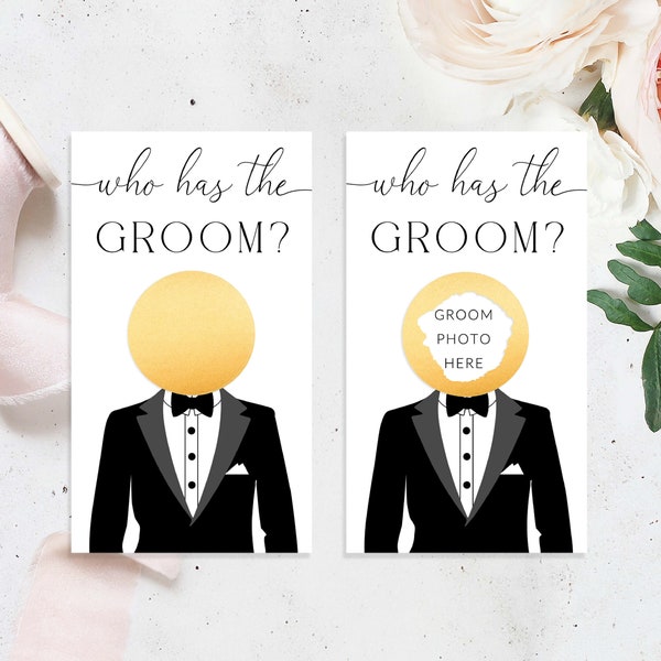 Printable Celebrity Who Has The Groom Bridal Shower Game, Scratch-off Find The Groom Game, Minimalist Bridal Shower, Couples Shower, Quinn