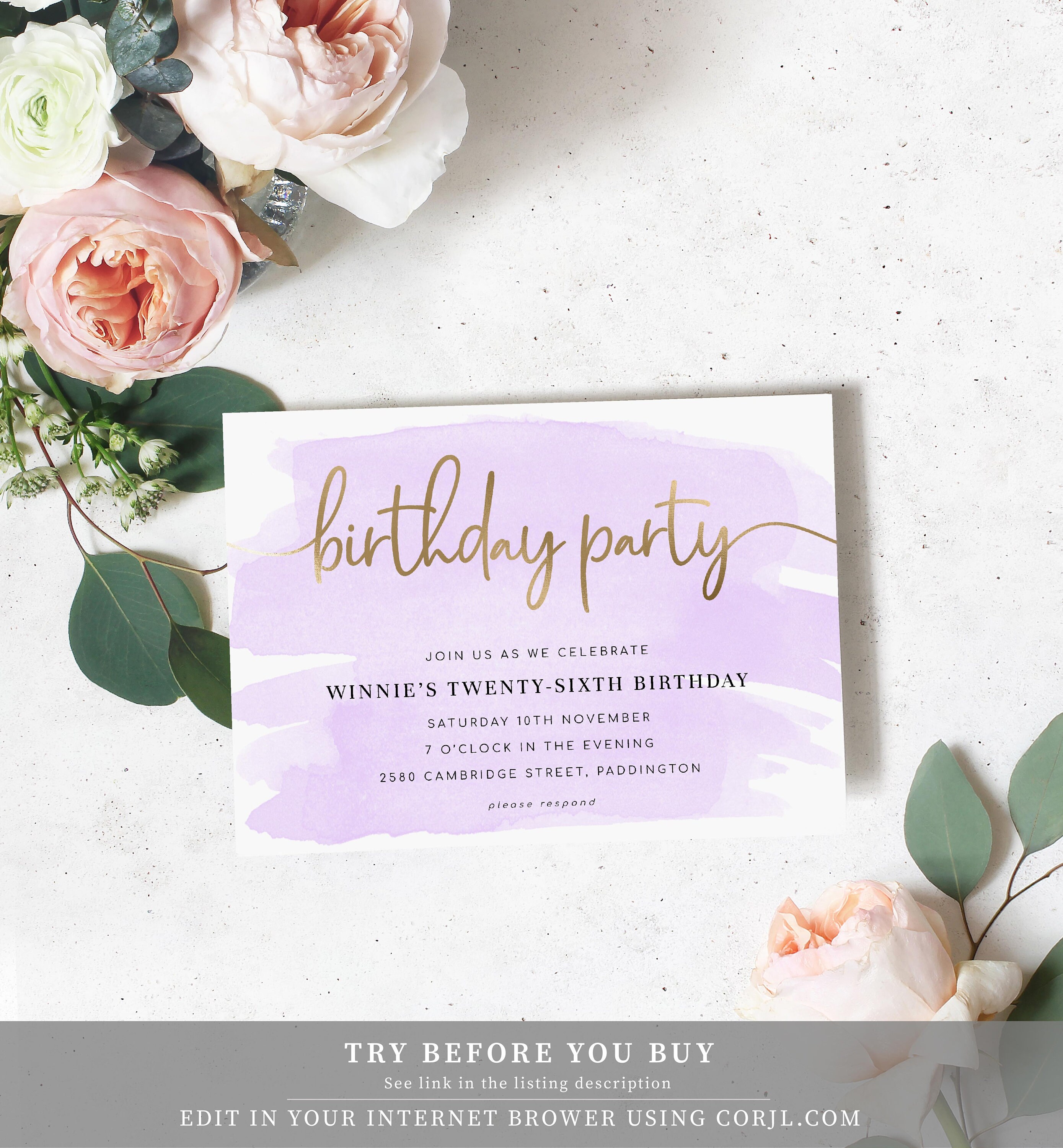 Ladies Birthday Party Program Template Printable Lilac Purple -   Portugal