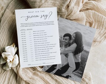 Modern Bridal Shower Game, What Did The Groom Say (Printable), Quinn