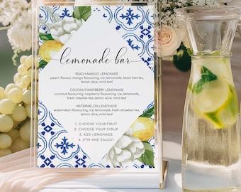 Sjabloon Positano-limonadebar, drankenmenu (digitale download), The Med Lemons