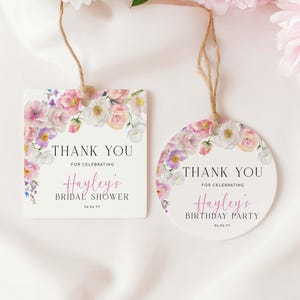 Sjabloon afdrukbare bedankje, wilde lentebloemen, bruids douche bedankje tag, baby shower bedankje tag, Eloise