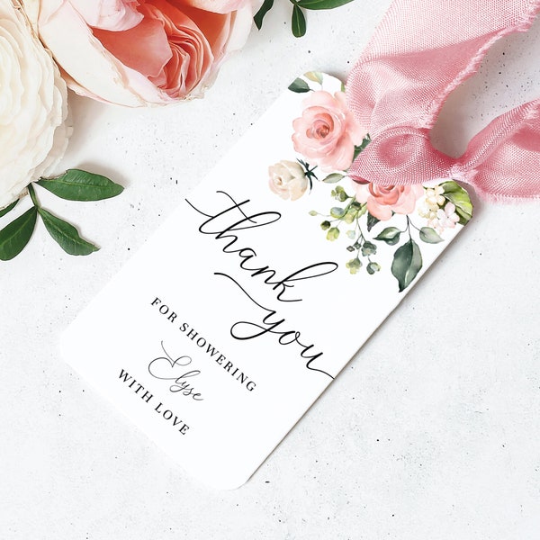 Printable Floral Thank You Favor Tag - Greenery Favor Tag Template - Bridal Shower Favor Tag Printable - Instant Download Editable - Darcy