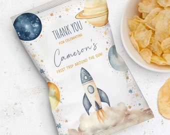 First Trip Around The Sun Chip Bag Wrapper, Galaxy Birthday (Digital Download), Space