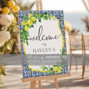 Mediterrane Blue Tile Brautdusche druckbare Einladung - Zitronen - bearbeitbare italienische Positano-Thema-Einladungen - die med Bild 7