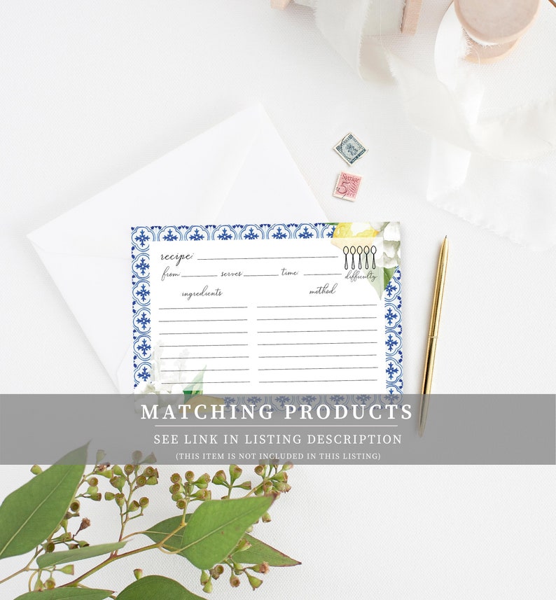 Printable Mediterranean Blue Tile Luggage Favor Tags Lemons Etsy