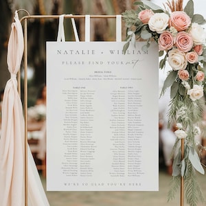 2 Bankett Tisch Sitzplan Vorlage, druckbare minimalistische Hochzeitsbankett Langer Tischplan, Hochzeitssitzplan Poster, Ellesmere