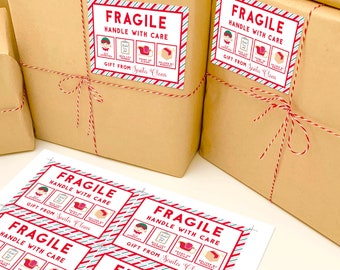 Christmas Fragile Label, Printable Santa's Workshop Fragile Shipping Label, North Pole Postal Service, Christmas Gift Tag, From Santa Tag