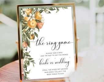 The Ring Game Sign, Italian Oranges Wedding Shower (Printable), Clementine