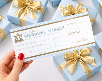 Printable Wedding Fake Bank Cheque Gift Voucher Template (Digital Download), Stripe