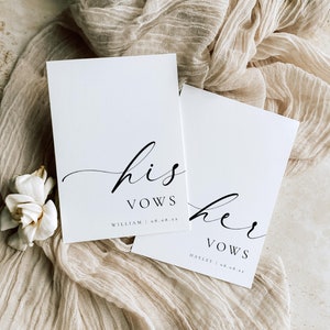 Printable His And Her Vow Books, Bride and Groom Wedding Day Card Template, Minimalist Wedding Vows Card, Wedding Ceremony Card Ellesmere