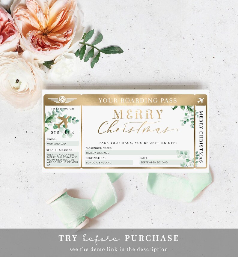 Editable Boarding Pass Printable Surprise Fake Airline | Etsy