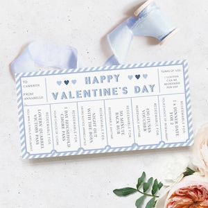 Buono regalo coupon d'amore di San Valentino, coupon d'amore stampabili completamente personalizzati regalo per lui presente, certificato regalo personalizzato, striscia