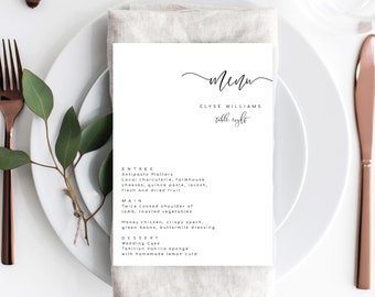 Modern Minimalist Menu – Printable Editable Wedding Let's Eat Menu Template – DIY Wedding Menu – Lucas Script