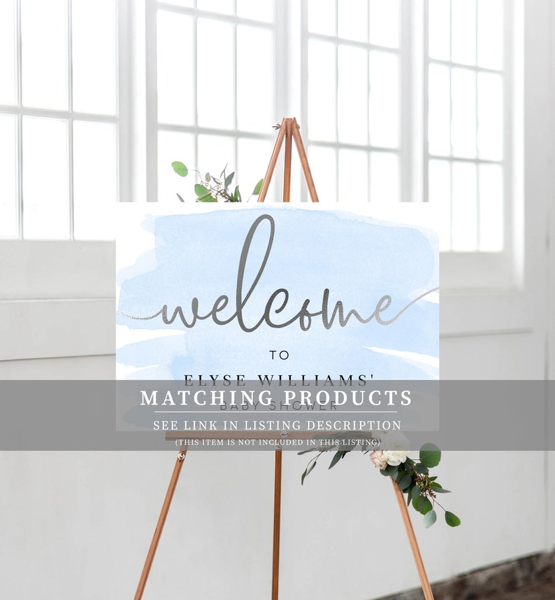 Editable Printable Menu Template Wedding Menu Blue Watercolor Menu DIY Menu Editable Template DIY Wedding Stationery Silver Foil image 9