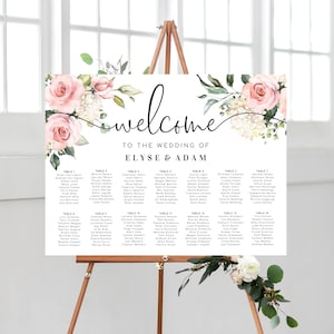 Printable Blush Floral Wedding Seating Chart, Wedding Table Plan, Editable Seating Chart Template, Seating Plan Poster, Darcy Floral