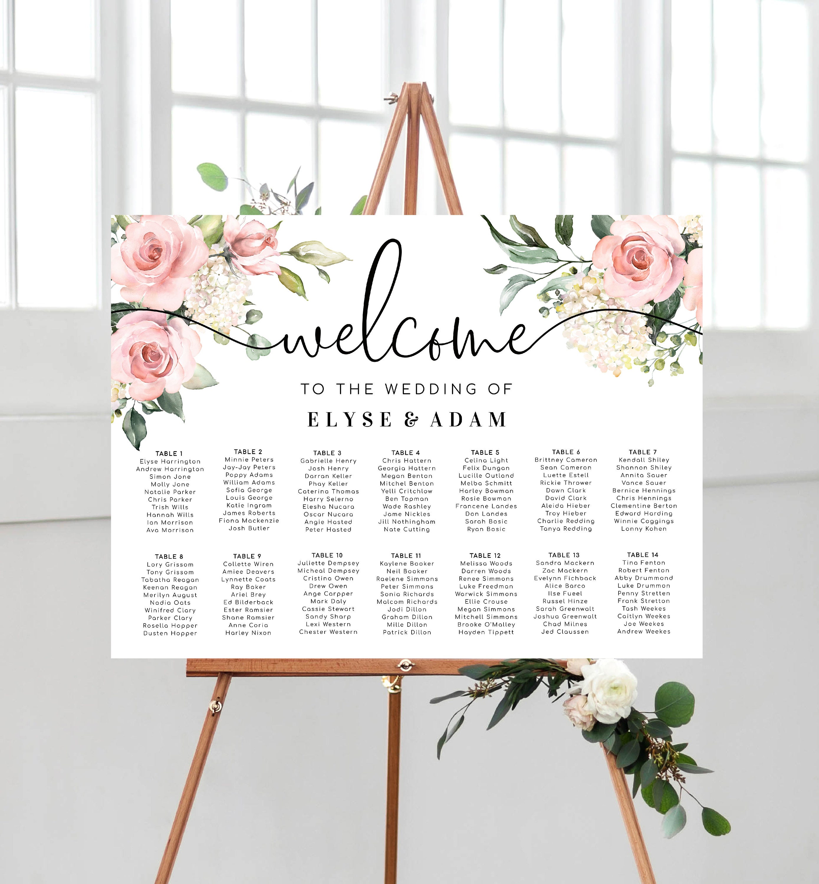 Chalkboard Style Seating Charts For Easel Wedding Seating Plan Foam 