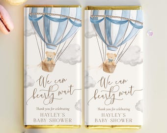 Teddy Bear Hot Air Balloon Baby Shower Chocolate Wrapper (Printable)