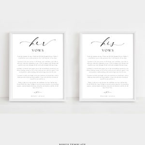 Printable His And Her Vow Books, Bride and Groom Wedding Day Card Template, Minimalist Wedding Vows Card, Wedding Ceremony Card Ellesmere image 3