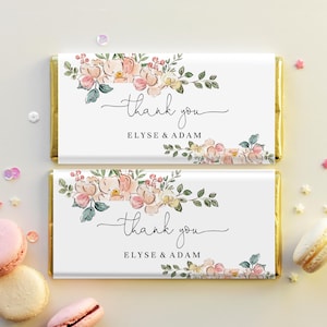 Printable Vintage Floral Favor Chocolate Wrappers - Custom Boho Favor Chocolate Wrappers - Bridal Shower Favor - Wedding Favours - Cambridge