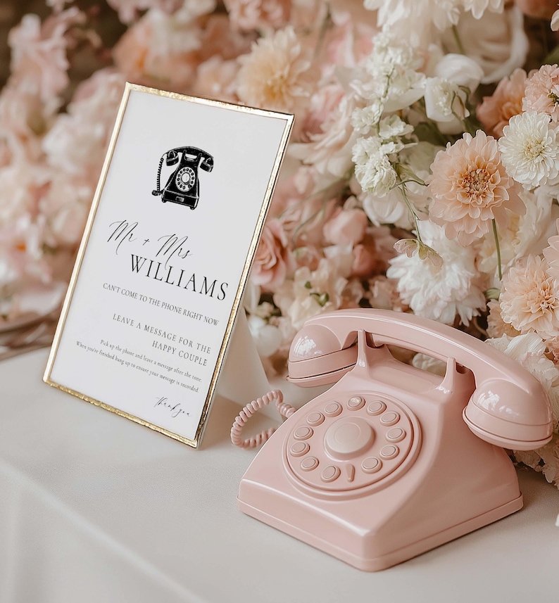 Printable Voicemail Audio Guestbook Sign, Minimalist Wedding Guestbook Sign, Audio Booth Sign, Phone Message Guest Book Sign, Ellesmere
