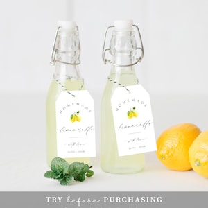 Homemade Limoncello Favor Tag Template, Minimalist Limoncello Bottle Wedding Favor Label, Printable Bridal Shower Favor Tag, Ellesmere image 7