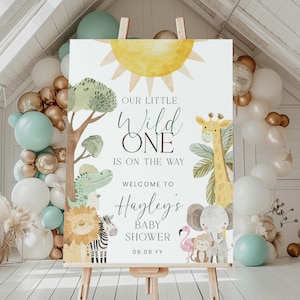 Wild One Babyparty Willkommensschild, druckbare Safari Junge Babyparty Willkommensschild, Zootier Willkommensschild, Dschungeltiere Babyparty, Nyala