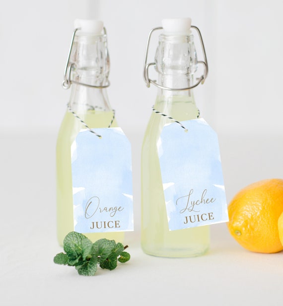Juice Tags Blue Watercolour Printable Mimosa Bar Juice | Etsy