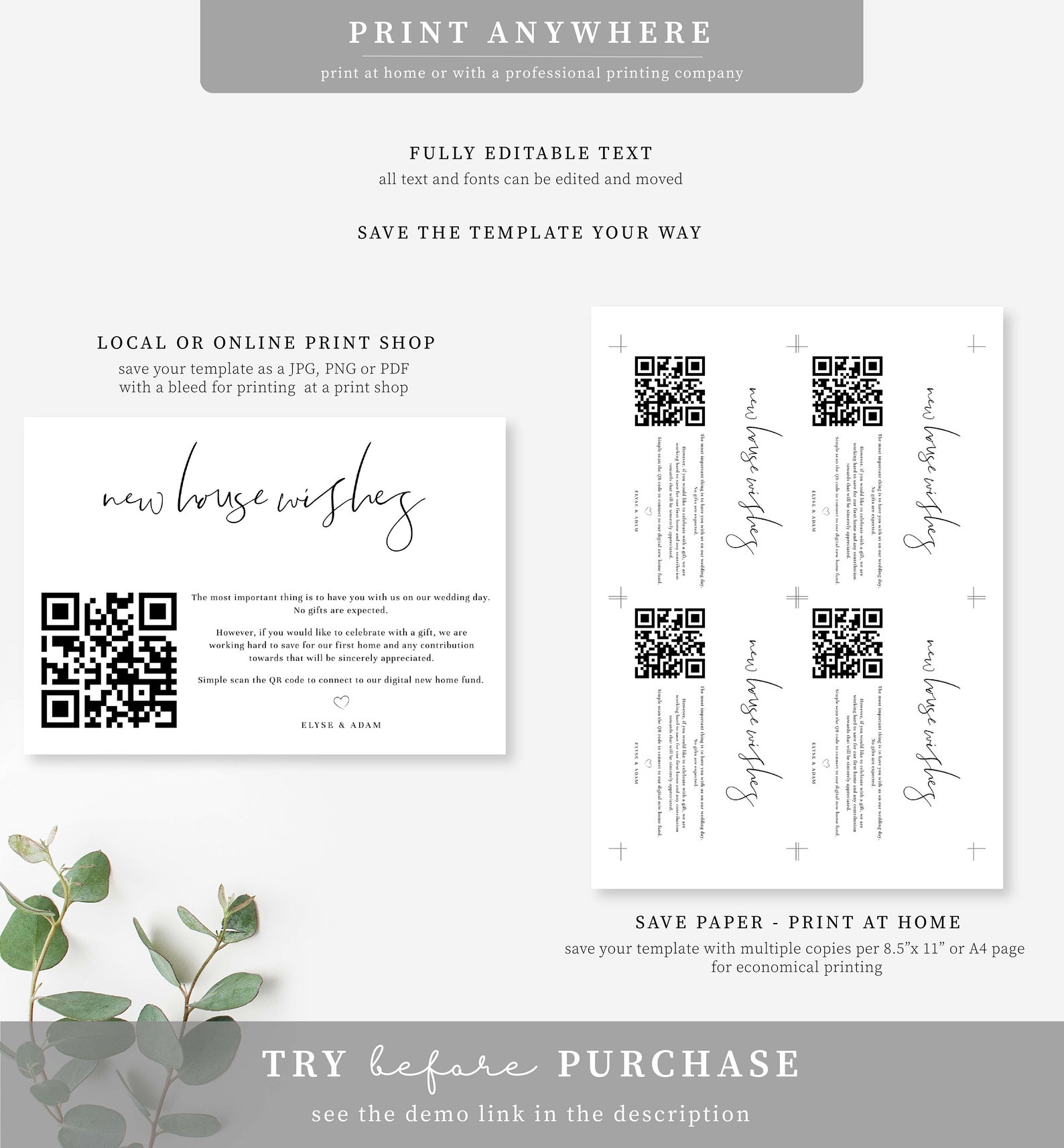 Printable QR Code New House Wishes Card, First Home Wishes, Digital New ...