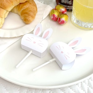 Printable Easter Bunny Lollipop Wrapper, Gingham Easter Tag (Digital Download)