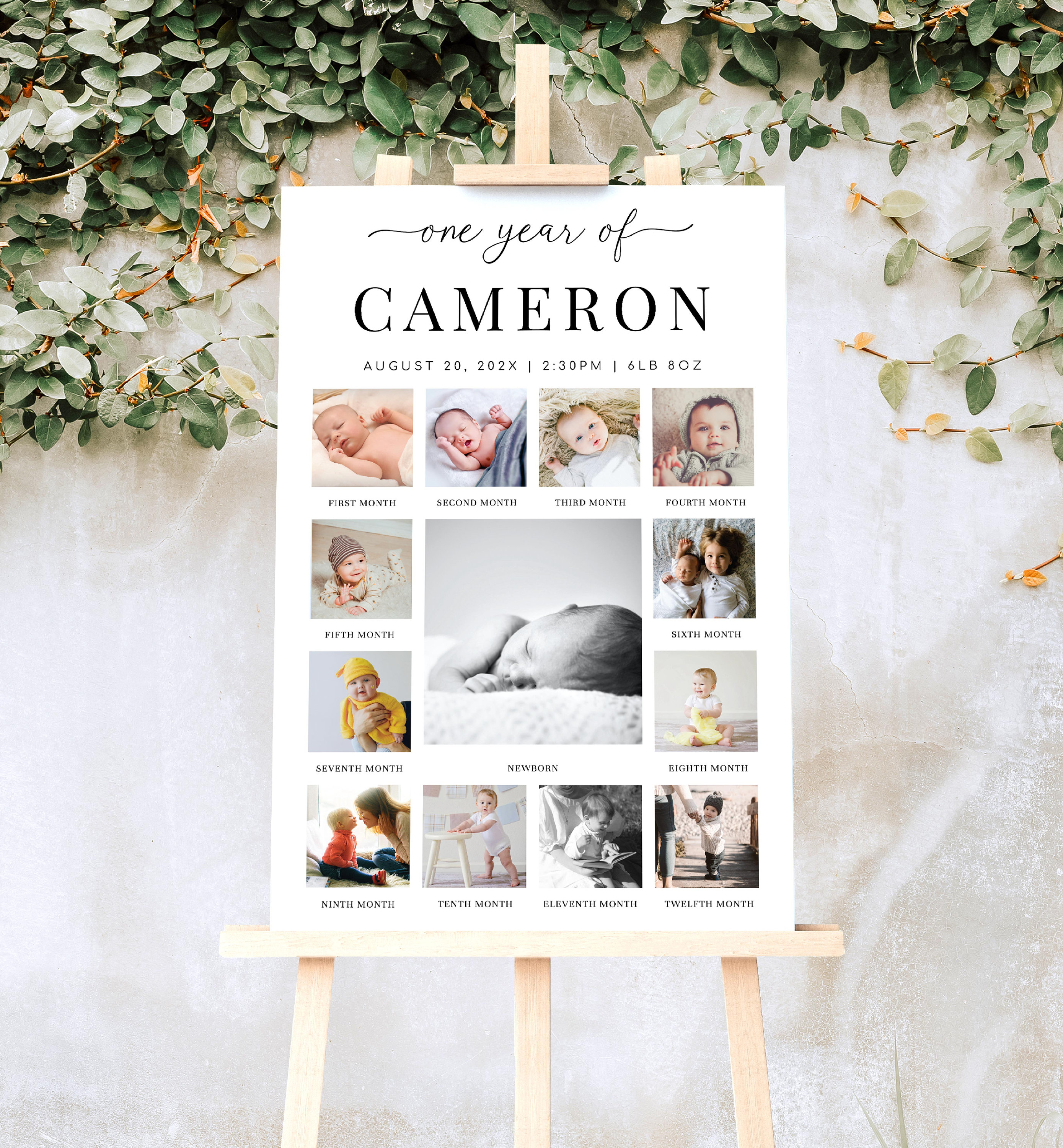 INNORU 12 Month Photo Banner - First Birthday Milestone Banner For Newborn To One Year Growth Pictures